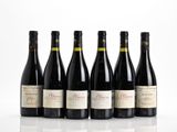six bouteilles de vin sont alignées sur une surface blanche