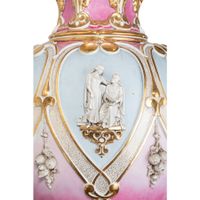 GRAND VASE DÉCORATIF EN PORCELAINE POLYCHROME, MANUFACTURE E… (photo 3)