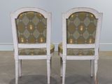 pair of white painted chairs with upholstered upholstered upholstered upholstered upholstered upholstered upholstered upholstered uphol