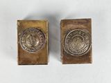 deux serre-livres anciens en laiton, ornés d'un lion à l'avant et d'un lion à l'arrière