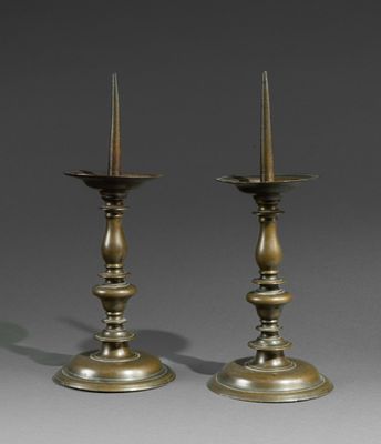 pair of antique brass candlesticks