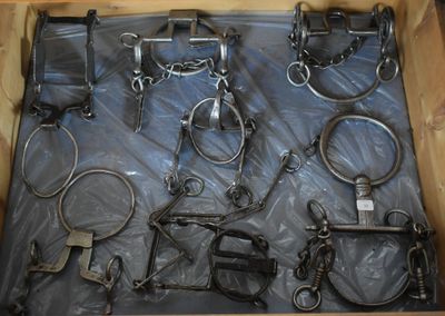 a wooden box filled with lots of different types of equipment