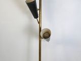 lampe sur pied en laiton avec trois lampes de chaque côté