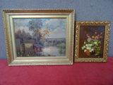 deux tableaux posés l'un à côté de l'autre sur la table
