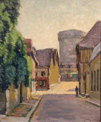 RAINGO-PELOUSE "La tour des archives à Vernon", huile sur to…