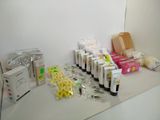 a counter top with a bunch of items on it