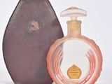 un petit flacon de parfum à côté d'un petit étui