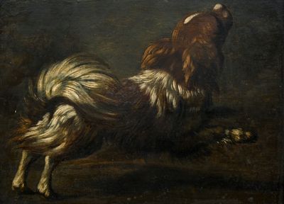 une image représentant un tableau où l'on voit un chien la tête levée
