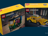 deux boîtes de Lego Creators sur fond bleu