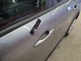 a remote control on the door handle of a car