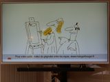 un dessin sur l'écran d'un téléviseur dans une pièce