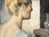une image représentant un tableau où l'on voit une femme regardant par la fenêtre