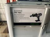 a close up of a box with a cordless drill