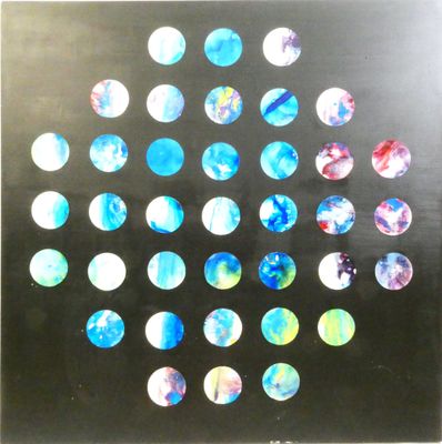 an image of a picture of a black background with circles of different colors