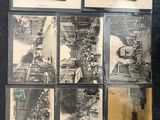 Plusieurs photos de voitures anciennes sont exposées sur un fond noir