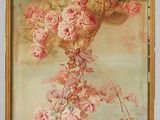 an image of a painting of a woman holding a bouquet of flowers