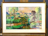 a picture of a painting on a easel with a painting on it