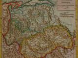 an old map of the country of france with a red line in the middle