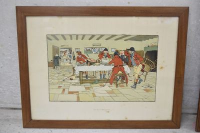 tableau encadré représentant un groupe d'hommes jouant au croquet