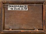 an image of a picture of a wooden frame with a sign on it