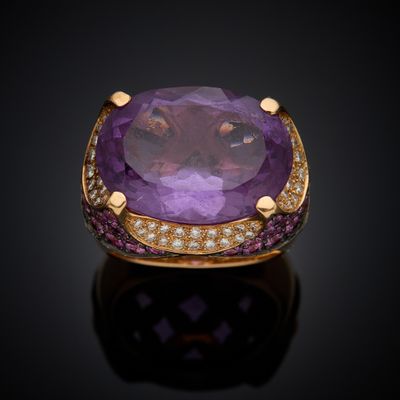 an amethorate and diamond ring, by person