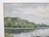 a picture of a painting of a boat on the water