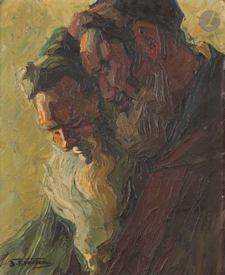 an image of a painting of a man with a beard and a woman
