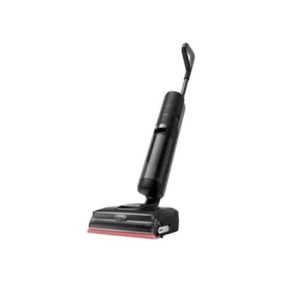 a black and red vacuum cleaner on a white background