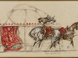 tableau représentant un homme à cheval aux côtés d'une femme à cheval