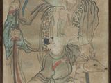 peinture chinoise représentant un homme et une femme à cheval