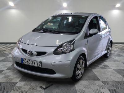 a picture of a small silver car parked in a garage