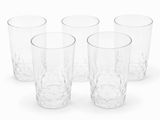 lot de six verres à boire en verre transparent, avec un motif au fond