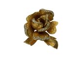 broche en forme de fleur de couleur dorée, ornée de cristaux sur fond blanc