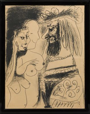 un dessin en noir et blanc représentant une femme et un homme