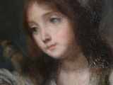 painting of a young girl with a bird in her hand