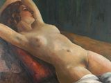 une peinture représentant une femme nue allongée sur un lit