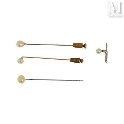 Deux épingles Lot de deux épingles en or gris 18K (750°/°°) … - Photo 1