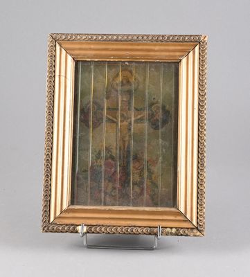 an old picture frame with a painting of a woman on it