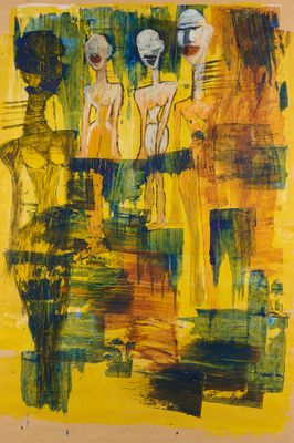 Nadia SMARA (XXIe) Composition aux femmes Gouache sur papier…