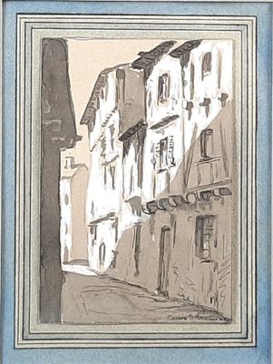 a picture of a painting of a street in a city