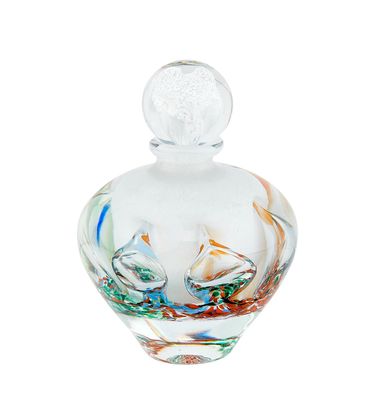 an image of a glass perfume bottle on a white background