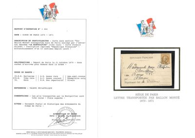 Ballon Monté LE GARIBALDI. 10c. Lauré obl. étoile 18 s/Formule Orlandi