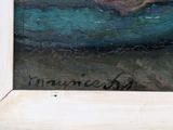 an oil painting of a woman in a boat on the water
