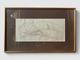 framed drawing of a dog laying down on the ground