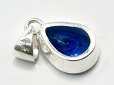 silver plated pendant with a blue glass tear and a silver plated charm