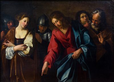 an image of a painting of jesus being taken from the cross