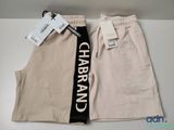 a close up of a pair of shorts with a tag on it