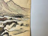 an image of a drawing of a landscape with mountains in the background