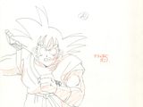 dessin représentant un jeune Gohan tenant une batte de baseball dans une main et une balle de baseball dans l'autre