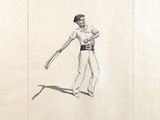 dessin représentant une femme tenant une raquette de tennis dans la main droite